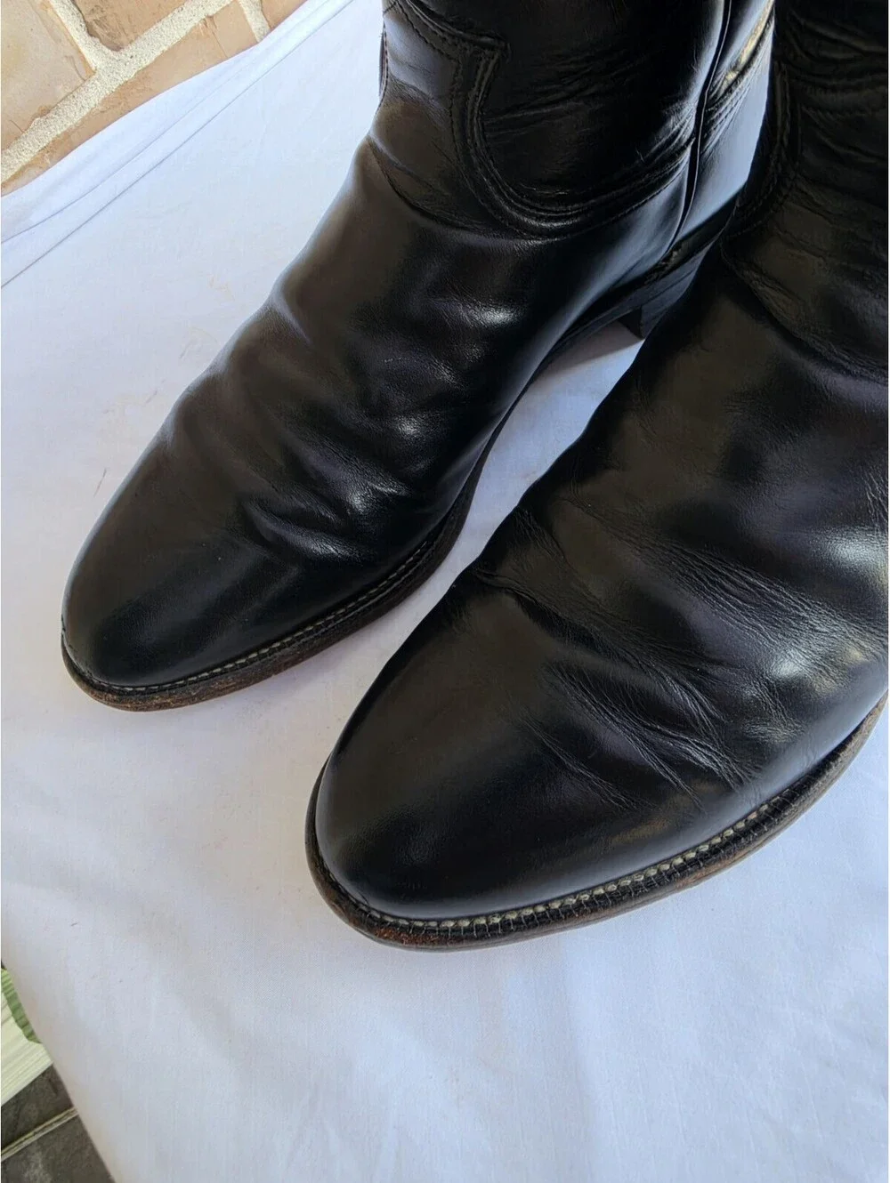 Vintage Justin Roper Boots Mens 10.5 D Black Leather Cowboy Western USA 3133